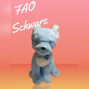 FAO Schwarz Stuffed Animal Sparklers Blue Bulldog Puppy Plush